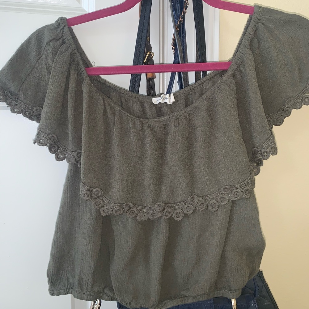 Chloe and Katie off the shoulder crop top